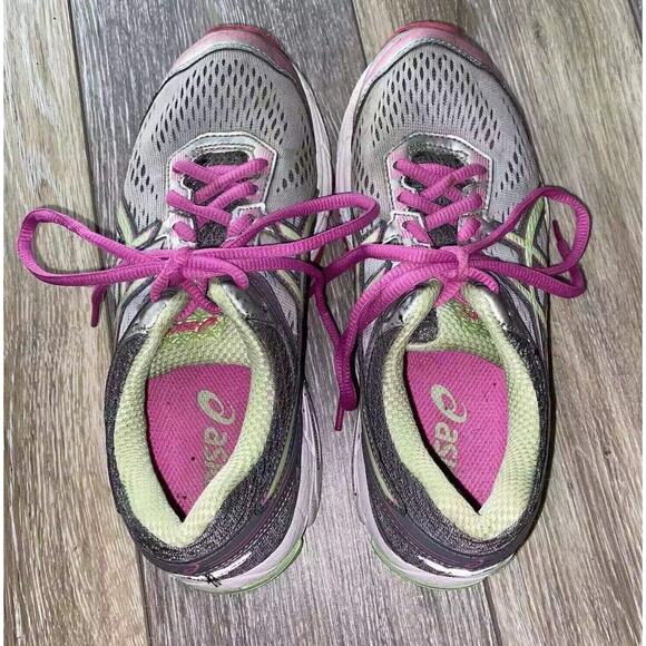 Asics GT 1000 4 Womens US Size 5.5 Gray Pink Green Running Sneaker Shoes T5A7N - Picture 8 of 9